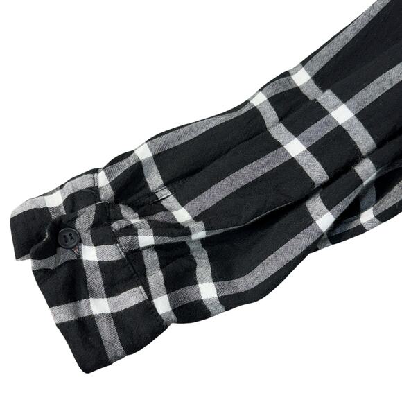 Lane Bryant SZ 16 Top Plaid Button-Up Ruffled Collared Long Sleeve Lightweight - Picture 3 of 10